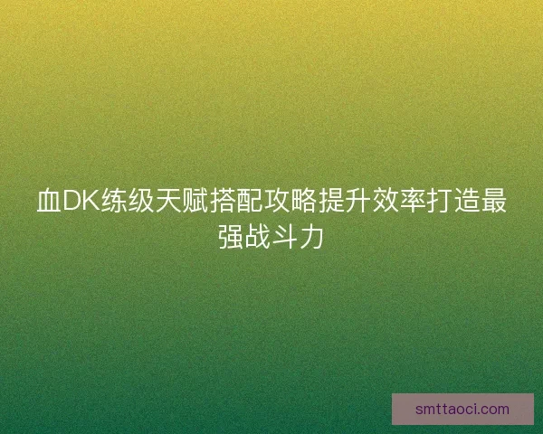血DK练级天赋搭配攻略提升效率打造最强战斗力