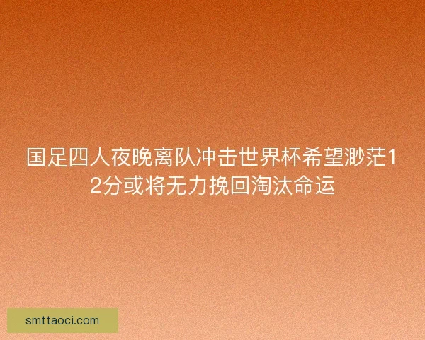 国足四人夜晚离队冲击世界杯希望渺茫12分或将无力挽回淘汰命运 国足四人夜晚离队冲击世界杯希望渺茫12分或将无力挽回淘汰命运