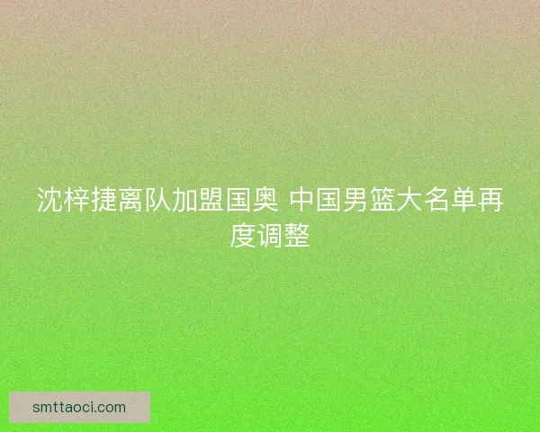 沈梓捷离队加盟国奥 中国男篮大名单再度调整