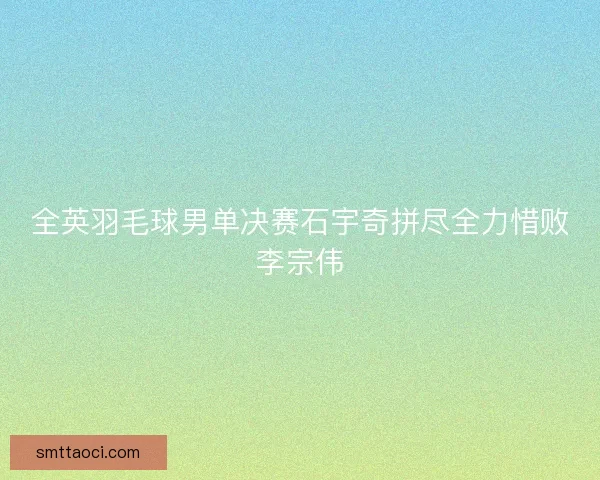 全英羽毛球男单决赛石宇奇拼尽全力惜败李宗伟
